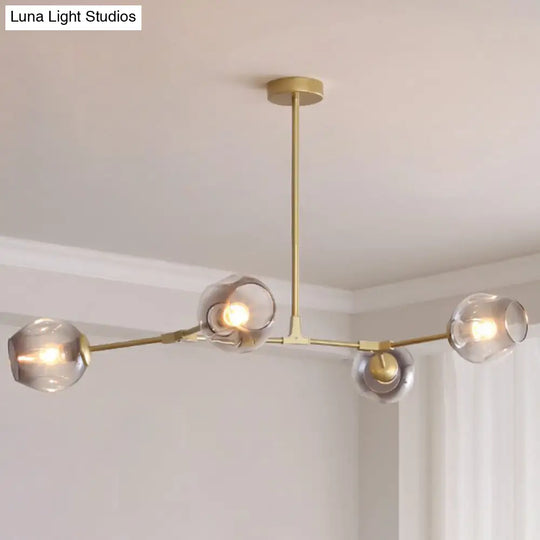 Nordic Molecule Glass Ceiling Pendant Light: Dimpled Living Room Chandelier With Pivot Joint 4 /