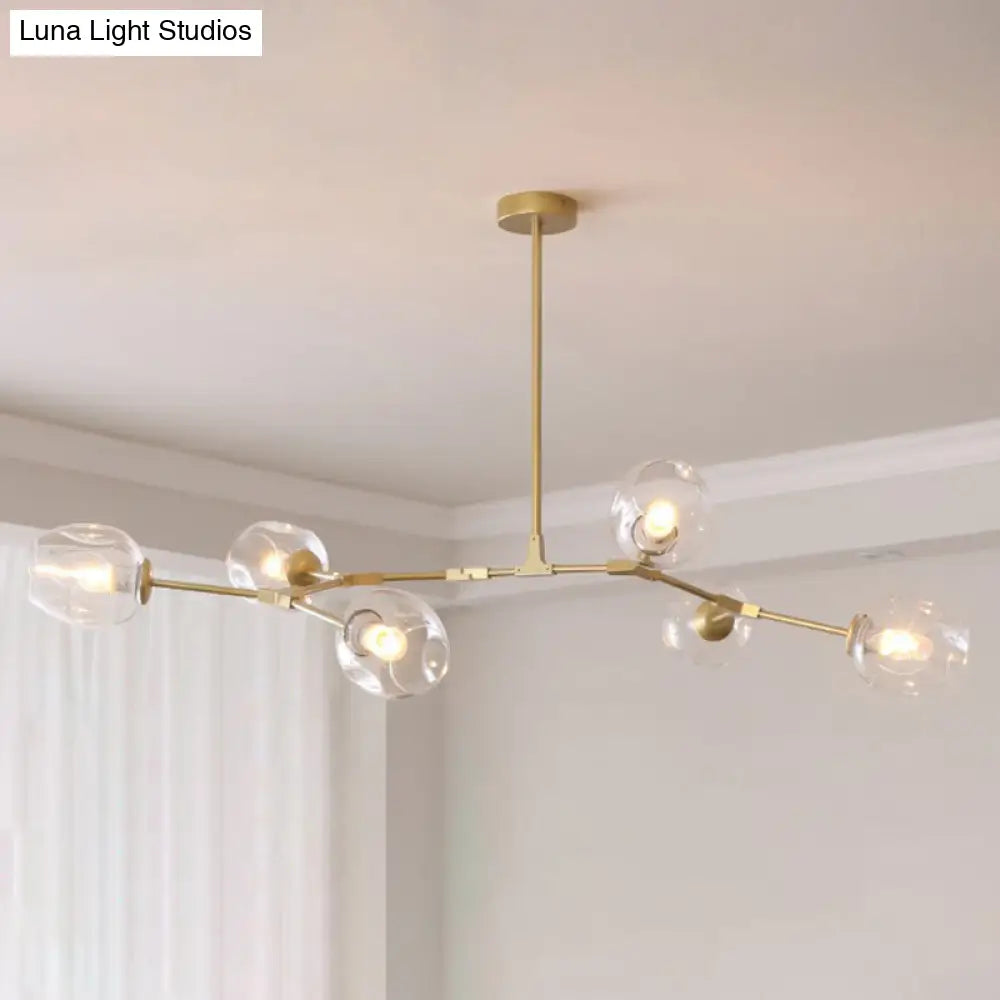 Nordic Molecule Glass Ceiling Pendant Light: Dimpled Living Room Chandelier With Pivot Joint 6 /