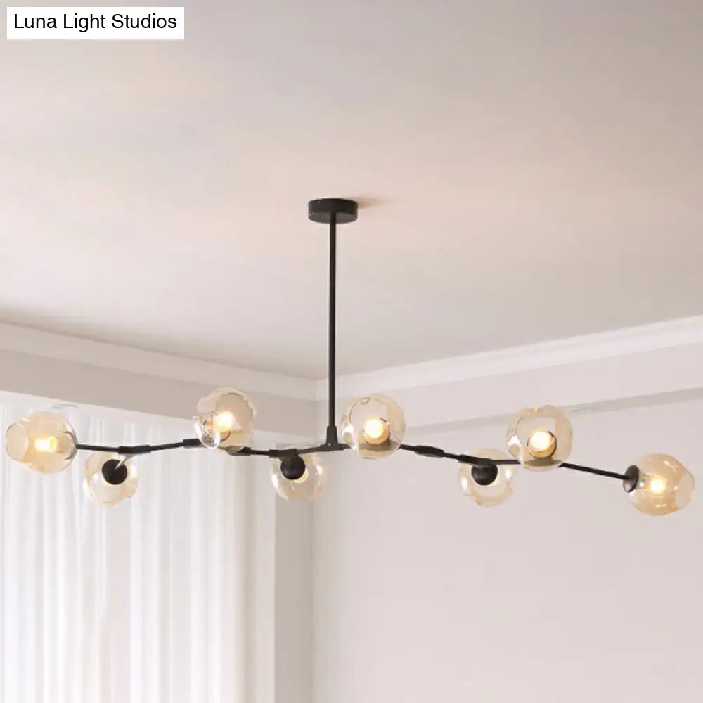 Nordic Molecule Glass Ceiling Pendant Light: Dimpled Living Room Chandelier With Pivot Joint 8 /