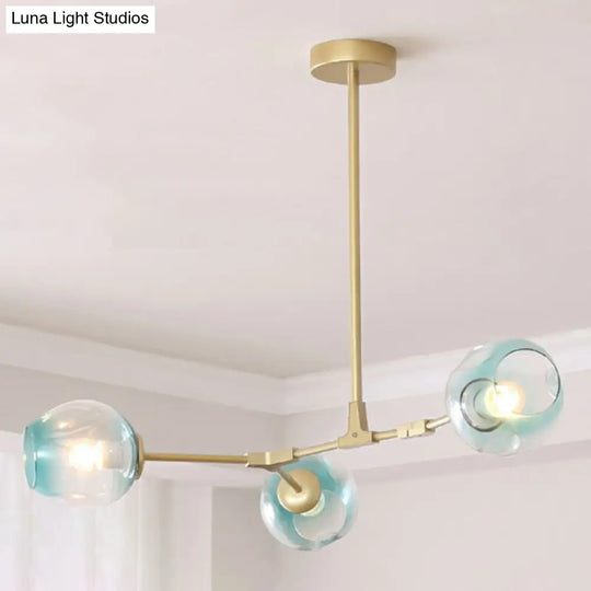 Nordic Molecule Glass Ceiling Pendant Light: Dimpled Living Room Chandelier With Pivot Joint 3 /