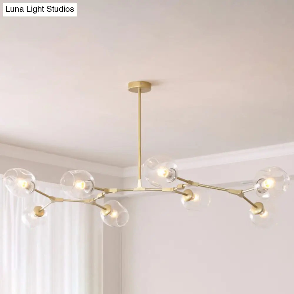 Nordic Molecule Glass Ceiling Pendant Light: Dimpled Living Room Chandelier With Pivot Joint 8 /