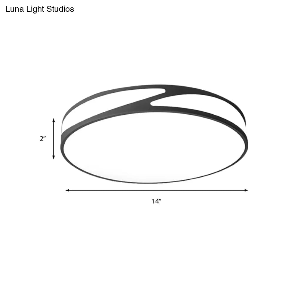 Nordic Monochrome Flush Mount Led Ceiling Light - Slim Panel Round Acrylic 18/21.5 Inch Wide