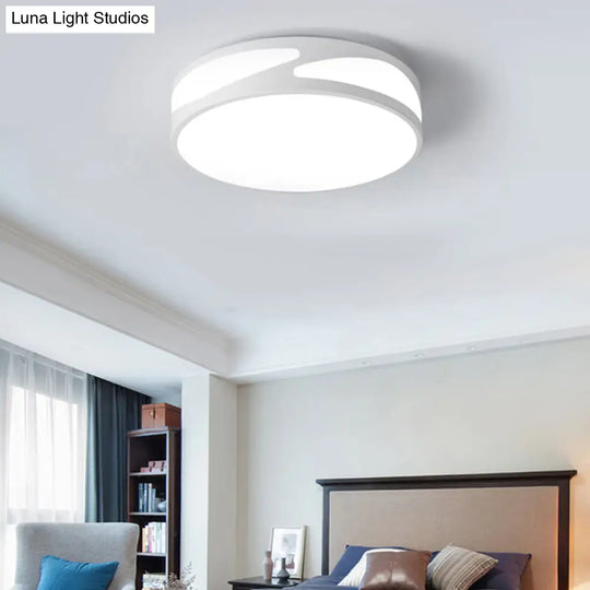 Nordic Monochrome Flush Mount Led Ceiling Light - Slim Panel Round Acrylic 18/21.5 Inch Wide