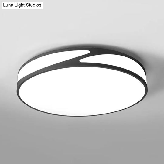 Nordic Monochrome Flush Mount Led Ceiling Light - Slim Panel Round Acrylic 18/21.5 Inch Wide