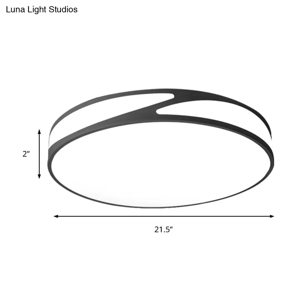 Nordic Monochrome Flush Mount Led Ceiling Light - Slim Panel Round Acrylic 18/21.5 Inch Wide