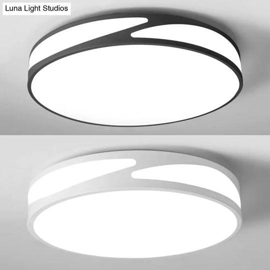 Nordic Monochrome Flush Mount Led Ceiling Light - Slim Panel Round Acrylic 18/21.5 Inch Wide