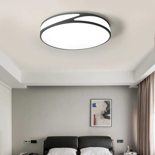 Nordic Monochrome Flush Mount Led Ceiling Light - Slim Panel Round Acrylic 18/21.5 Inch Wide