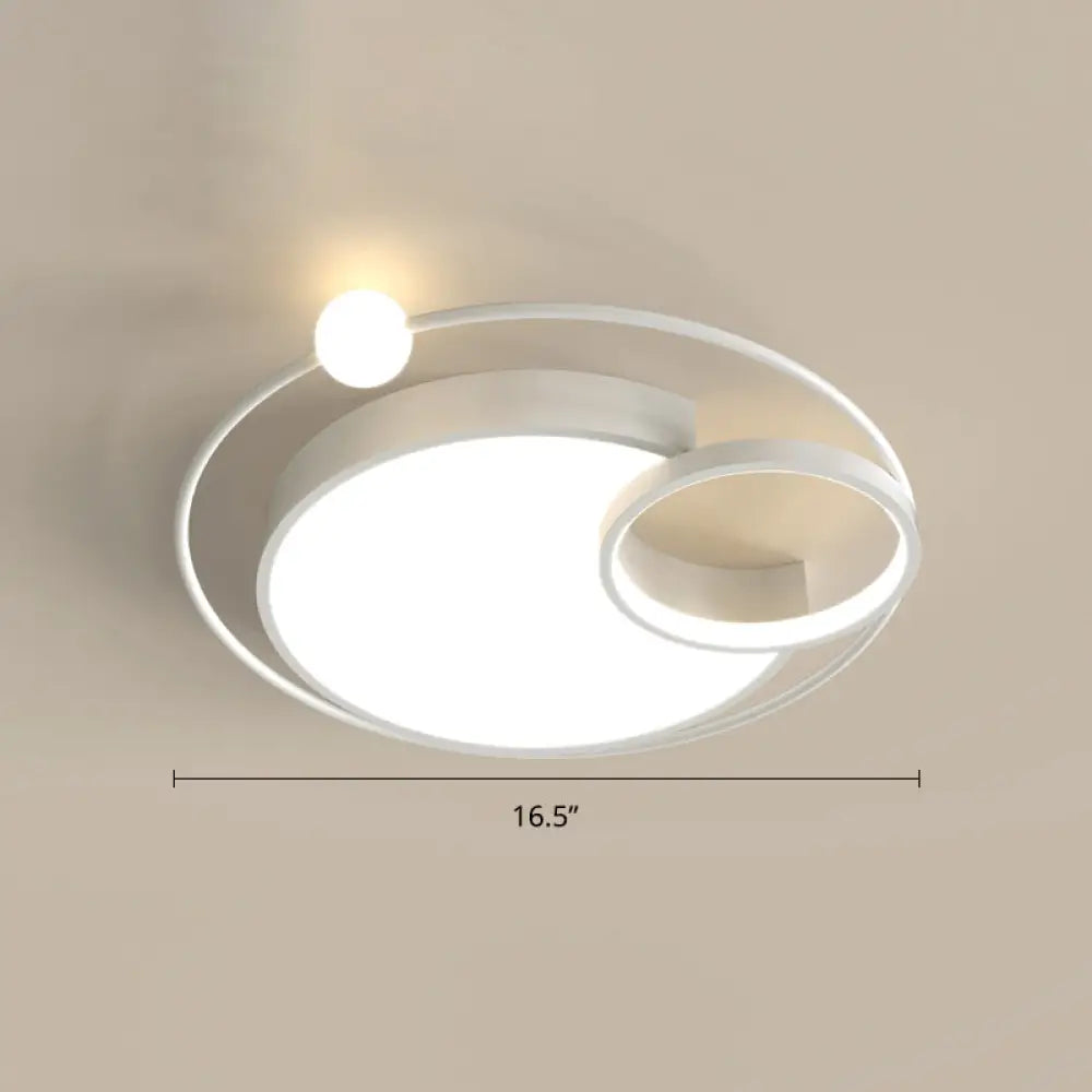 Nordic Moon Led Metal Ceiling Light For Bedroom White / 16.5’