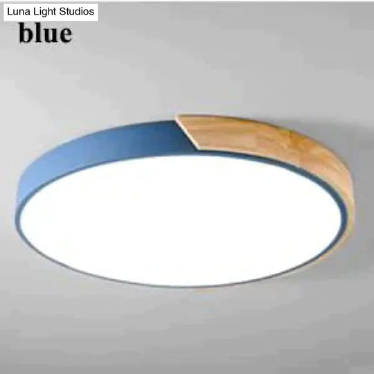 Nordic Oak App Dimmable Led Ceiling Lights Living Room Round Multicolor Alloy Lamp Bedroom Light