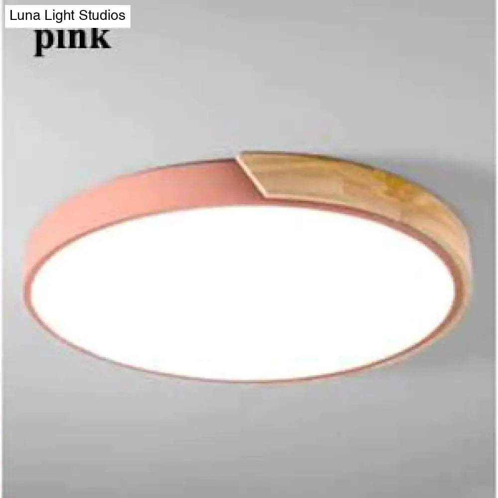 Nordic Oak App Dimmable Led Ceiling Lights Living Room Round Multicolor Alloy Lamp Bedroom Light