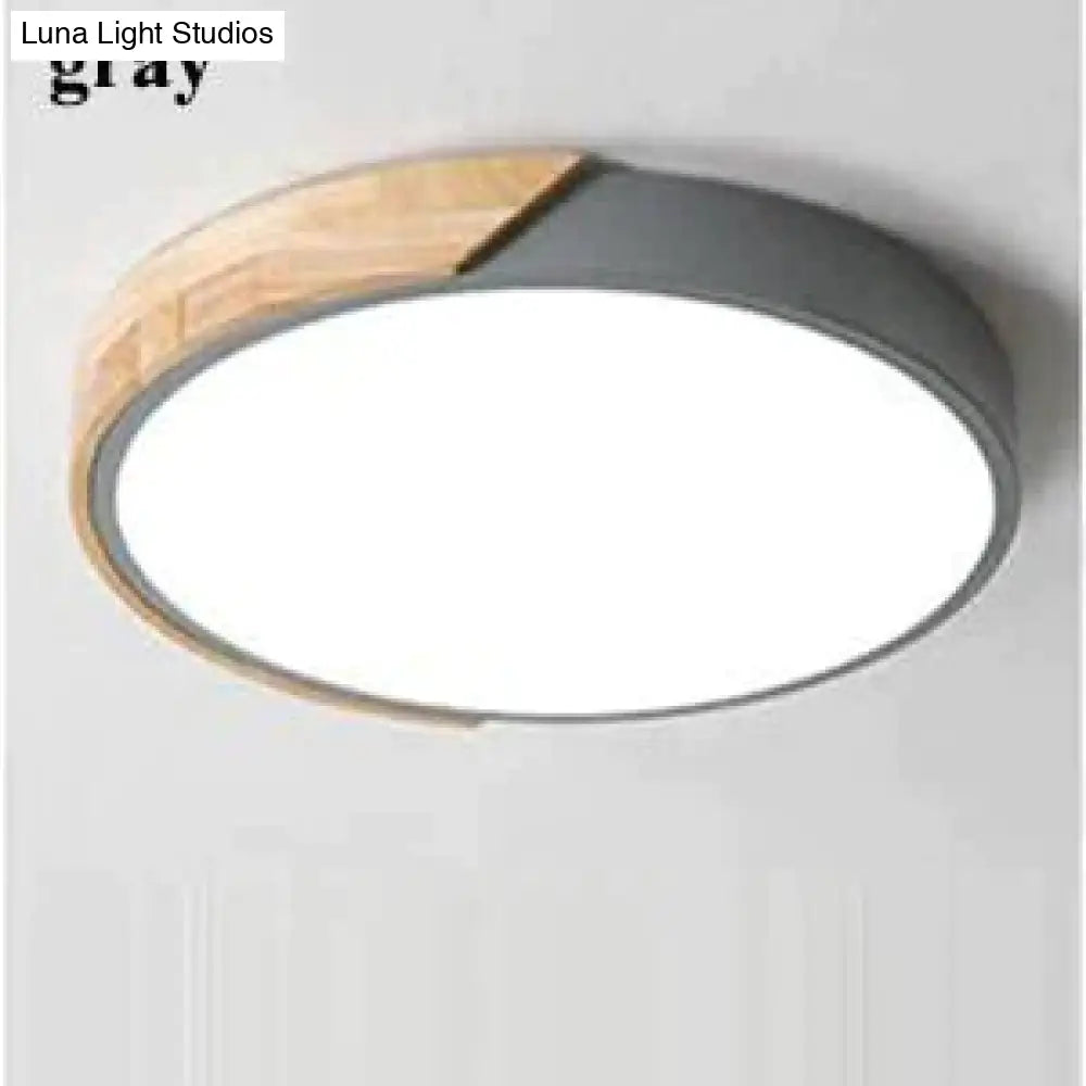 Nordic Oak App Dimmable Led Ceiling Lights Living Room Round Multicolor Alloy Lamp Bedroom Light