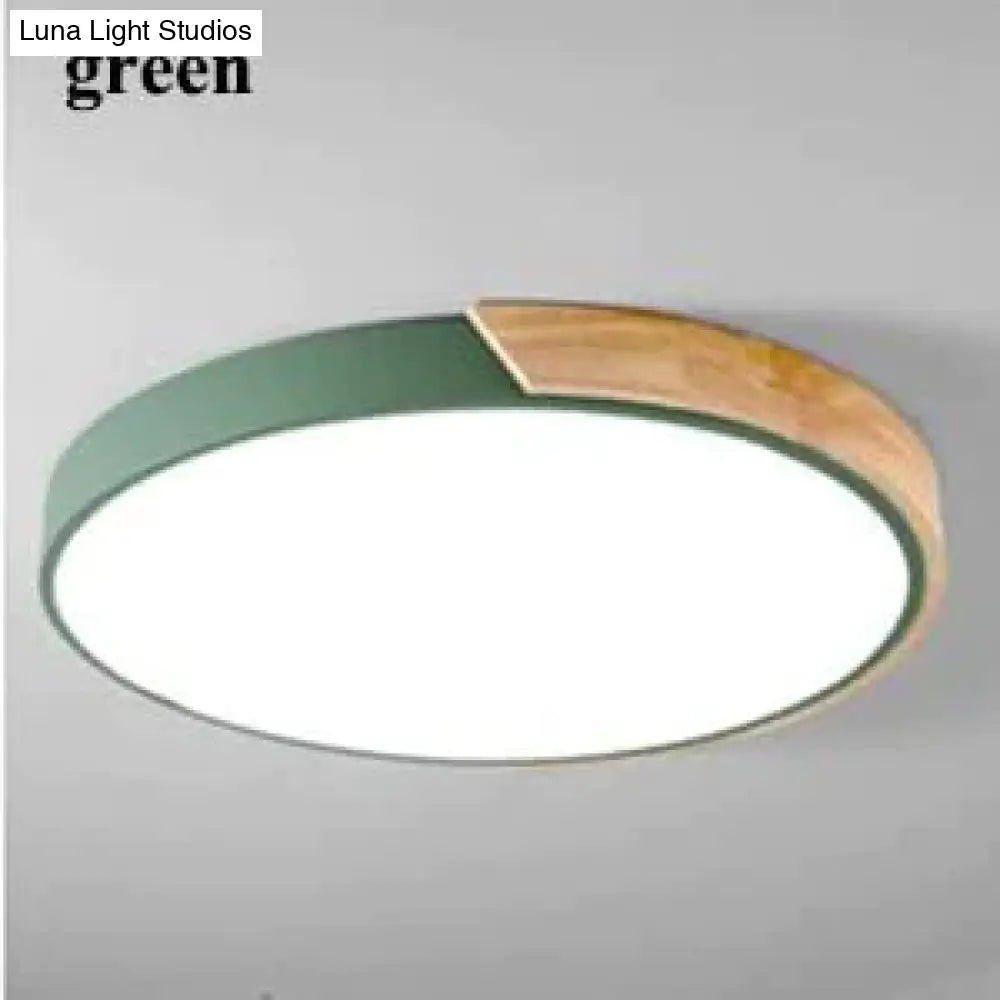 Nordic Oak App Dimmable Led Ceiling Lights Living Room Round Multicolor Alloy Lamp Bedroom Light