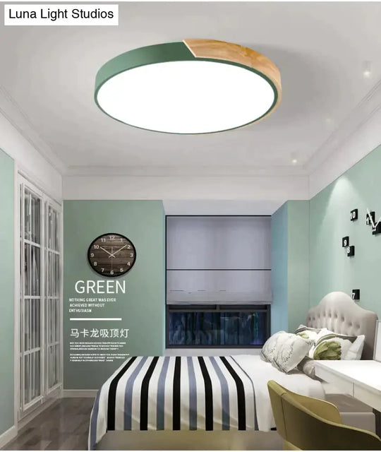 Nordic Oak App Dimmable Led Ceiling Lights Living Room Round Multicolor Alloy Lamp Bedroom Light