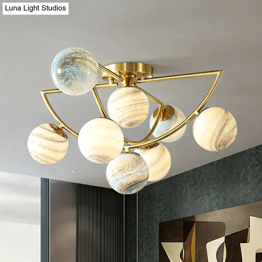 Nordic Ombre Glass Ceiling Lamp With Gold Finish For Bedroom