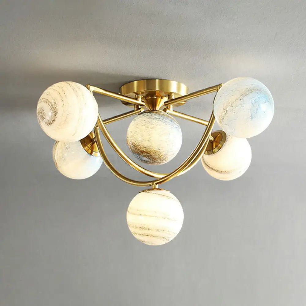 Nordic Ombre Glass Ceiling Lamp With Gold Finish For Bedroom 6 /