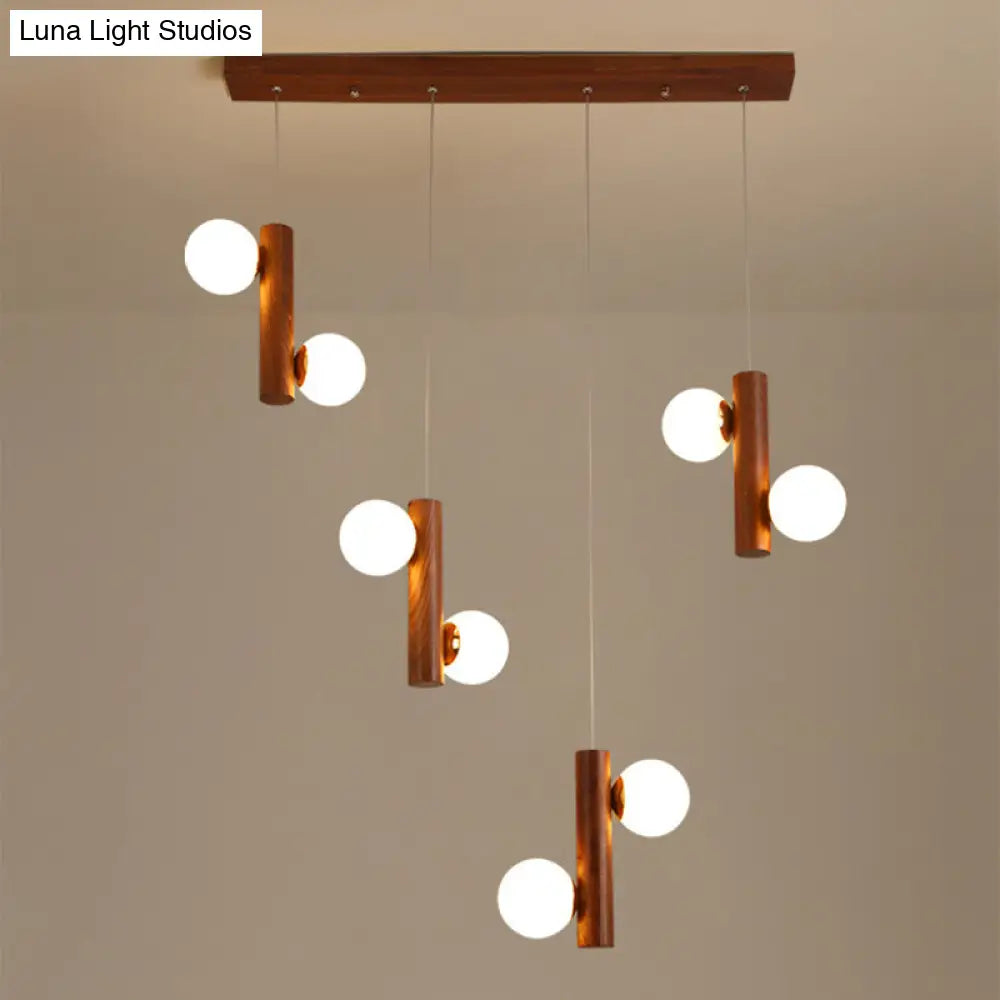 Nordic Opal Glass Ball Pendant Light - Modern Hanging Fixture For Dining Room 8 / Brown