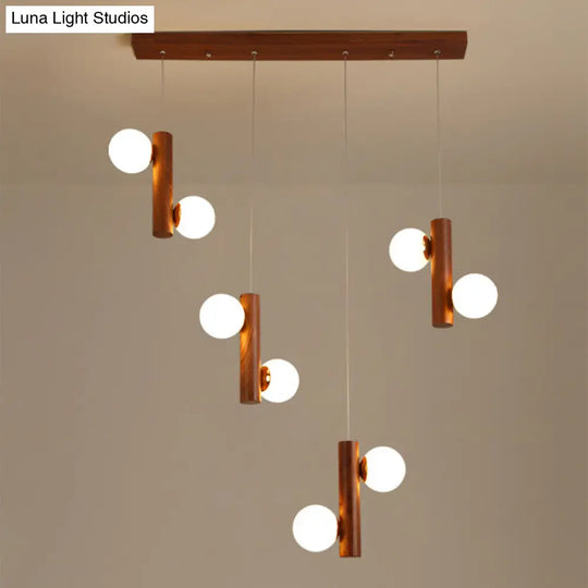 Nordic Opal Glass Ball Pendant Light - Modern Hanging Fixture For Dining Room 8 / Brown