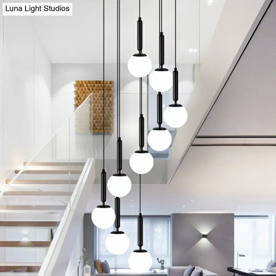 Nordic Opal Glass Spiral Pendant Light - Ideal For Stairways And Ceilings