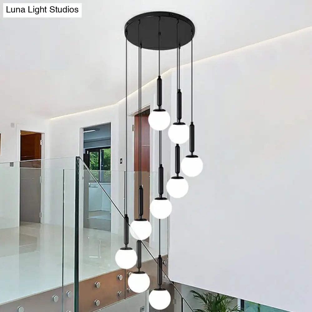 Nordic Opal Glass Spiral Pendant Light - Ideal For Stairways And Ceilings