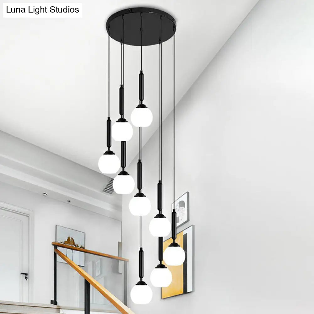 Nordic Opal Glass Spiral Pendant Light - Ideal For Stairways And Ceilings