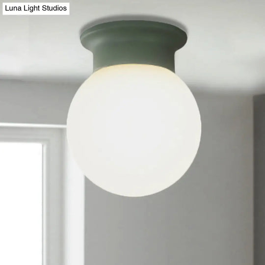 Nordic Orb Ceiling Mount Light - 1 Head Acrylic Lamp For Hallway Green