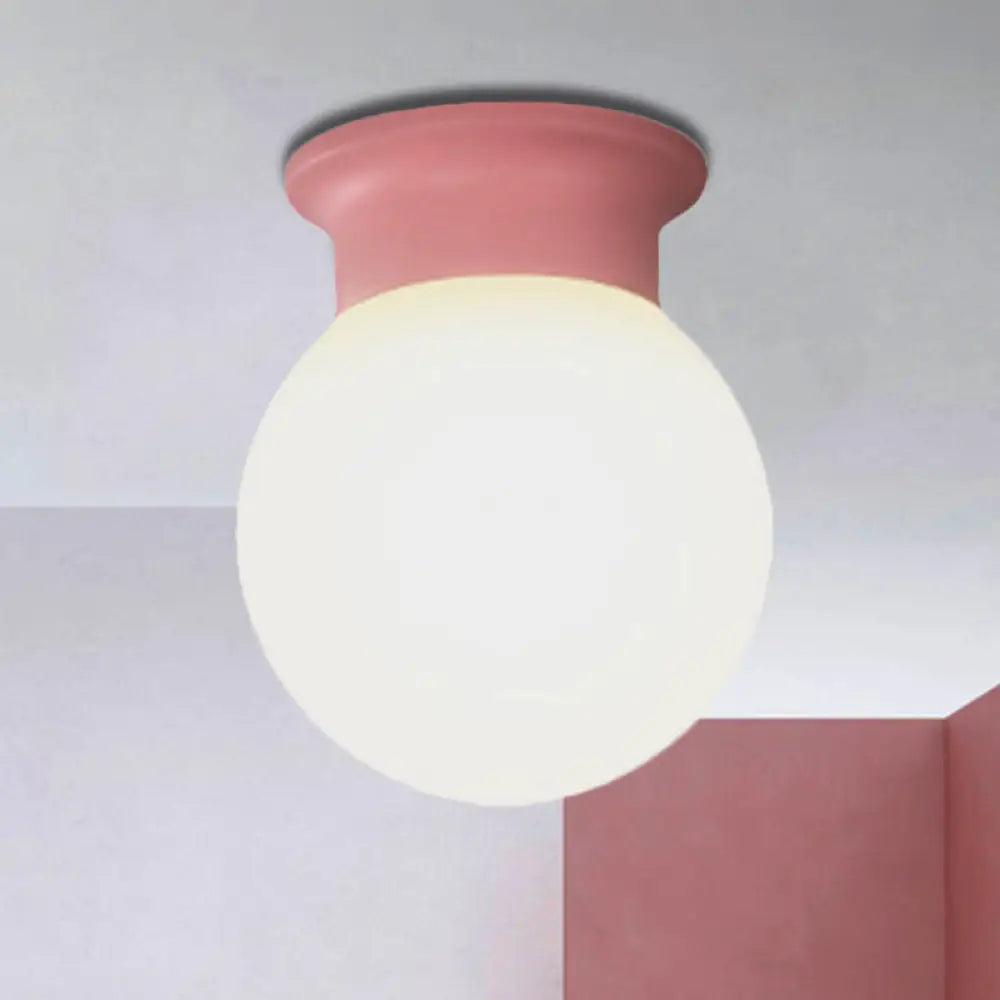 Nordic Orb Ceiling Mount Light - 1 Head Acrylic Lamp For Hallway Pink