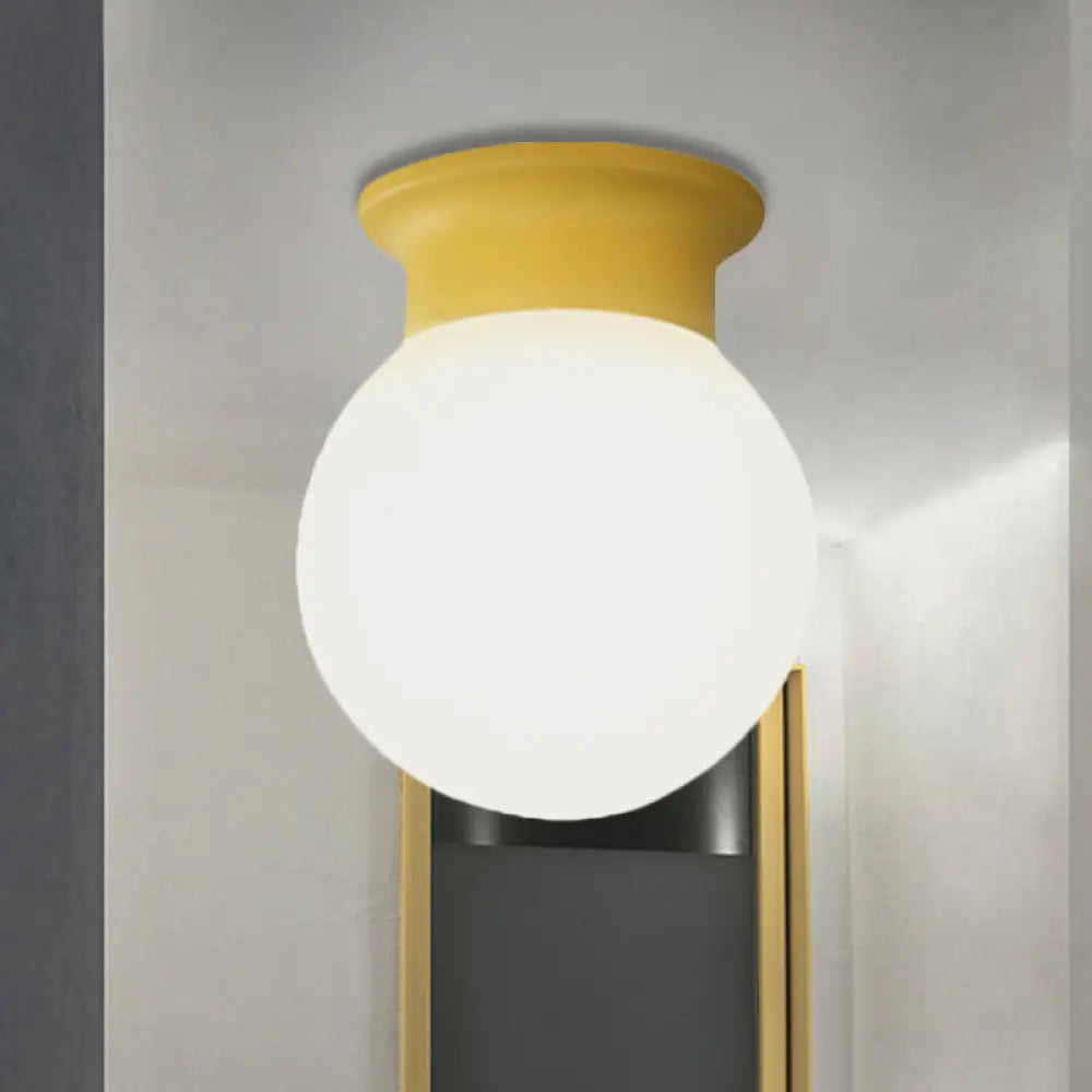 Nordic Orb Ceiling Mount Light - 1 Head Acrylic Lamp For Hallway Yellow