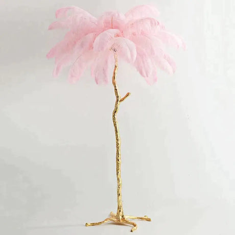 Nordic Ostrich Feather Floor Lamp Stand Light Copper Modern Interior Lighting Decor Home Lights
