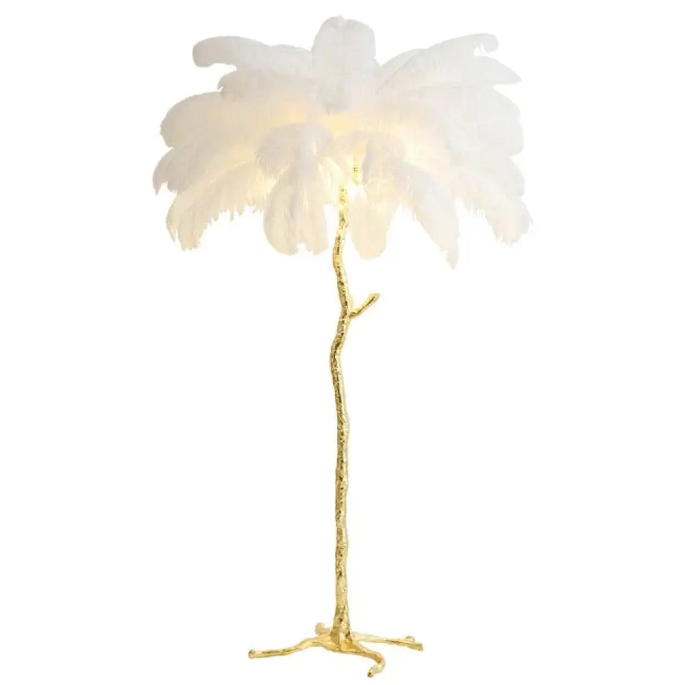 Nordic Ostrich Feather Floor Lamp Stand Light Copper Modern Interior Lighting Decor Home Lights