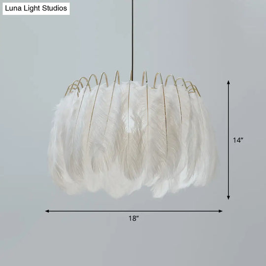 Nordic Pendant Light Kit - Single Bedroom Suspension Lighting In White With Tree Crown And Floral