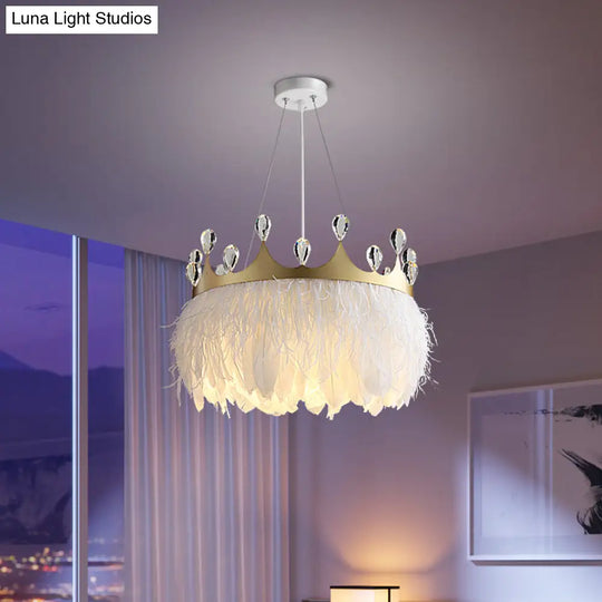 Nordic Pendant Light Kit - Single Bedroom Suspension Lighting In White With Tree Crown And Floral