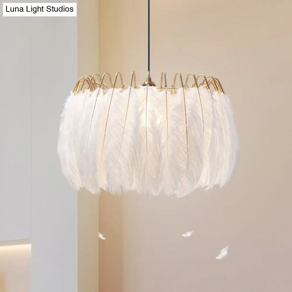 Nordic Pendant Light Kit - Single Bedroom Suspension Lighting In White With Tree Crown And Floral