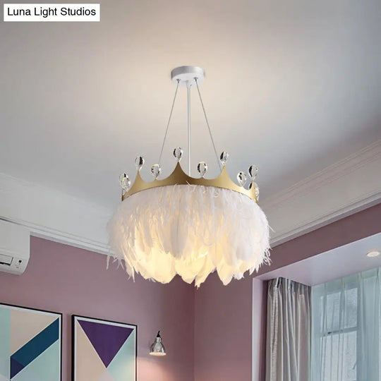 Nordic Pendant Light Kit - Single Bedroom Suspension Lighting In White With Tree Crown And Floral