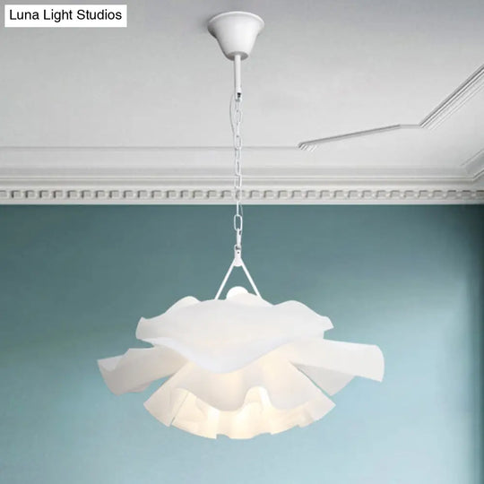 Nordic Pendant Light Kit - Single Bedroom Suspension Lighting In White With Tree Crown And Floral