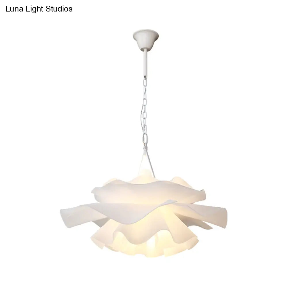 Nordic Pendant Light Kit - Single Bedroom Suspension Lighting In White With Tree Crown And Floral