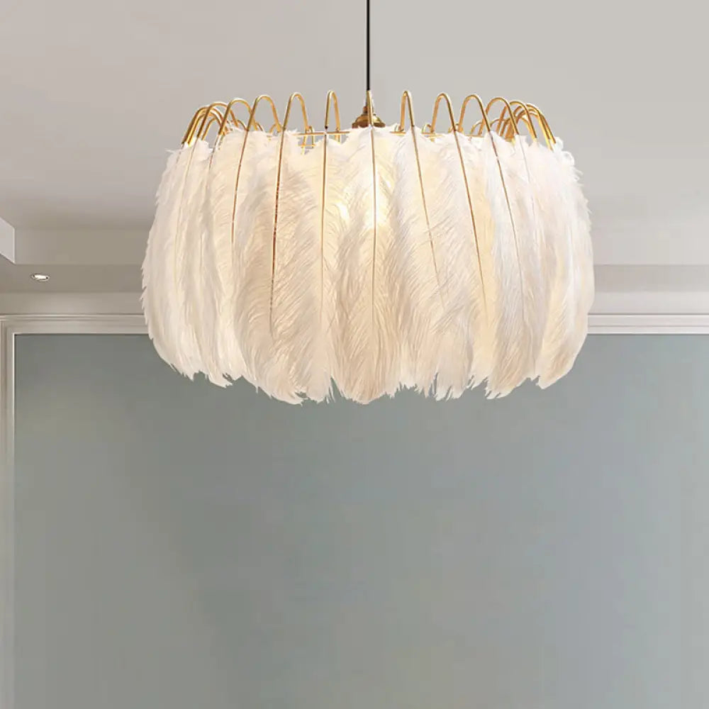 Nordic Pendant Light Kit - Single Bedroom Suspension Lighting In White With Tree Crown And Floral