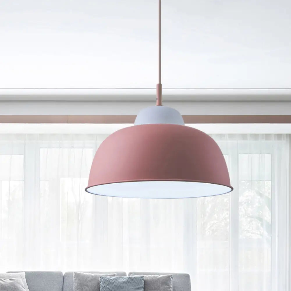 Nordic Pendant Light With Bowl Shade 1 Bulb Metallic Finish Black/Green Ideal For Table Pink