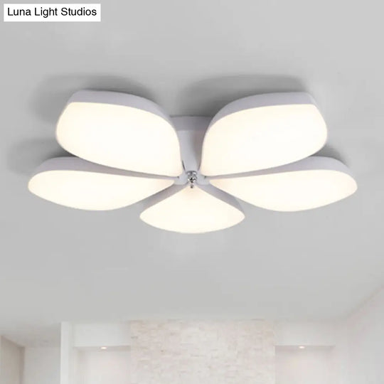 Nordic Petal Acrylic Flush Mount Light Fixture For Bedroom Ceiling - 3/4/5 Heads White 4 /