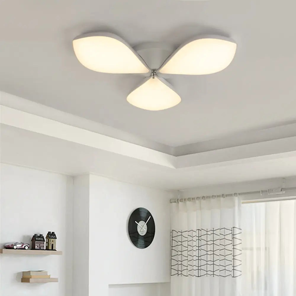 Nordic Petal Acrylic Flush Mount Light Fixture For Bedroom Ceiling - 3/4/5 Heads White 3 /