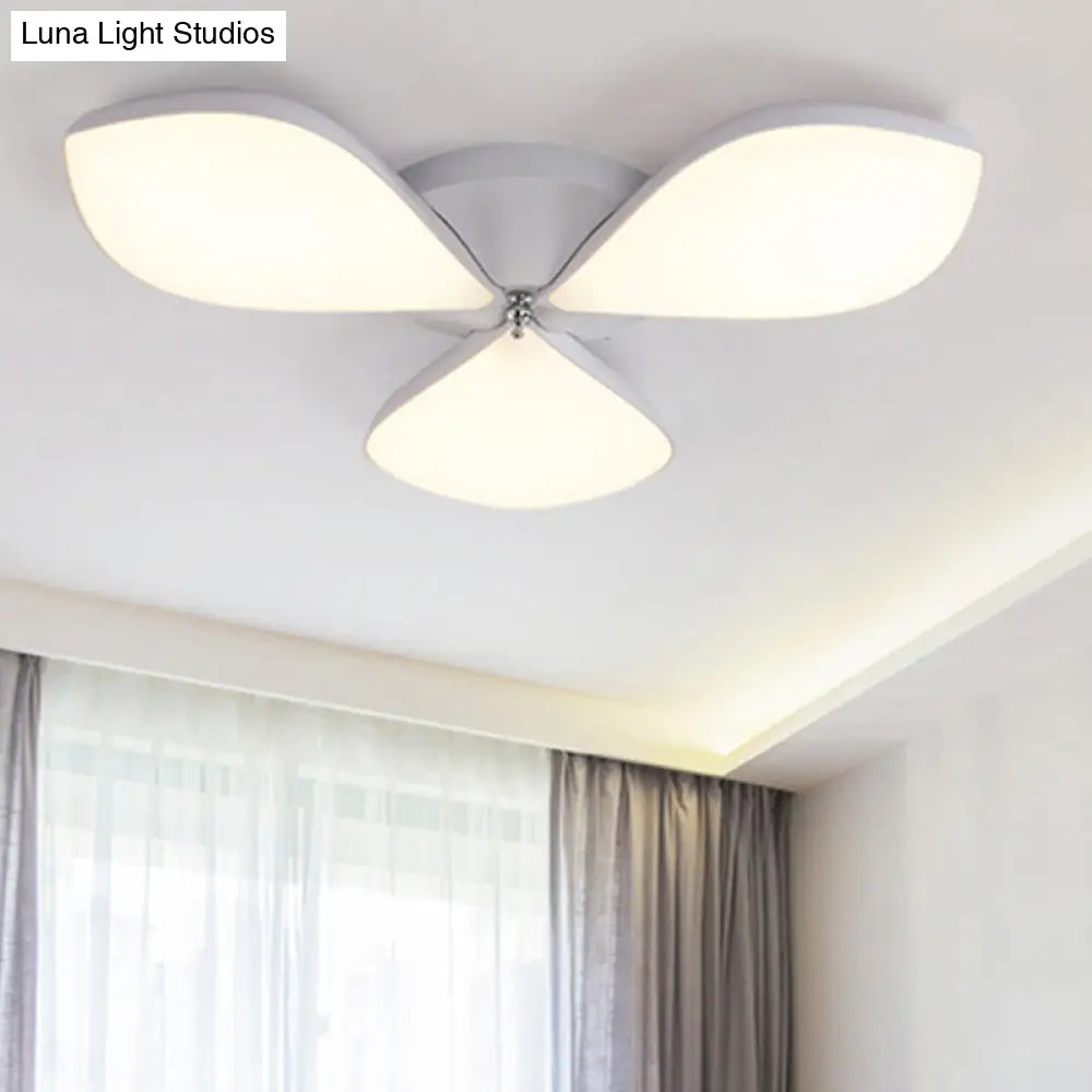 Nordic Petal Acrylic Flush Mount Light Fixture For Bedroom Ceiling - 3/4/5 Heads White