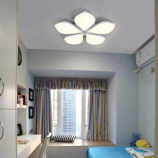 Nordic Petal Acrylic Flush Mount Light Fixture For Bedroom Ceiling - 3/4/5 Heads White 5 /