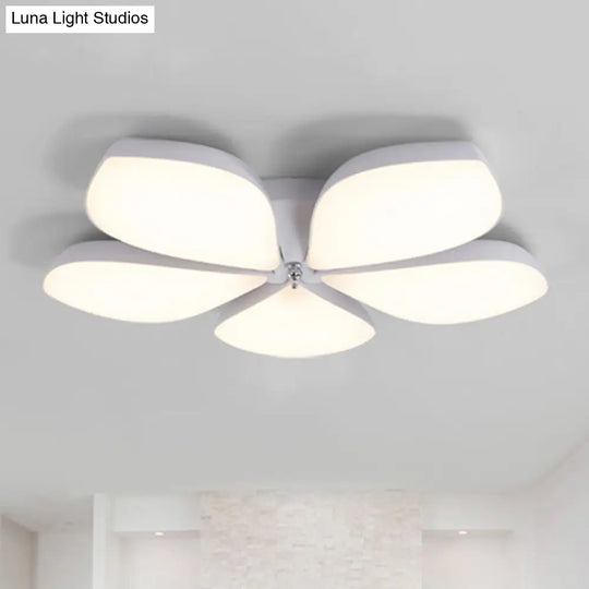 Nordic Petal Acrylic Flush Mount Light Fixture For Bedroom Ceiling - 3/4/5 Heads White