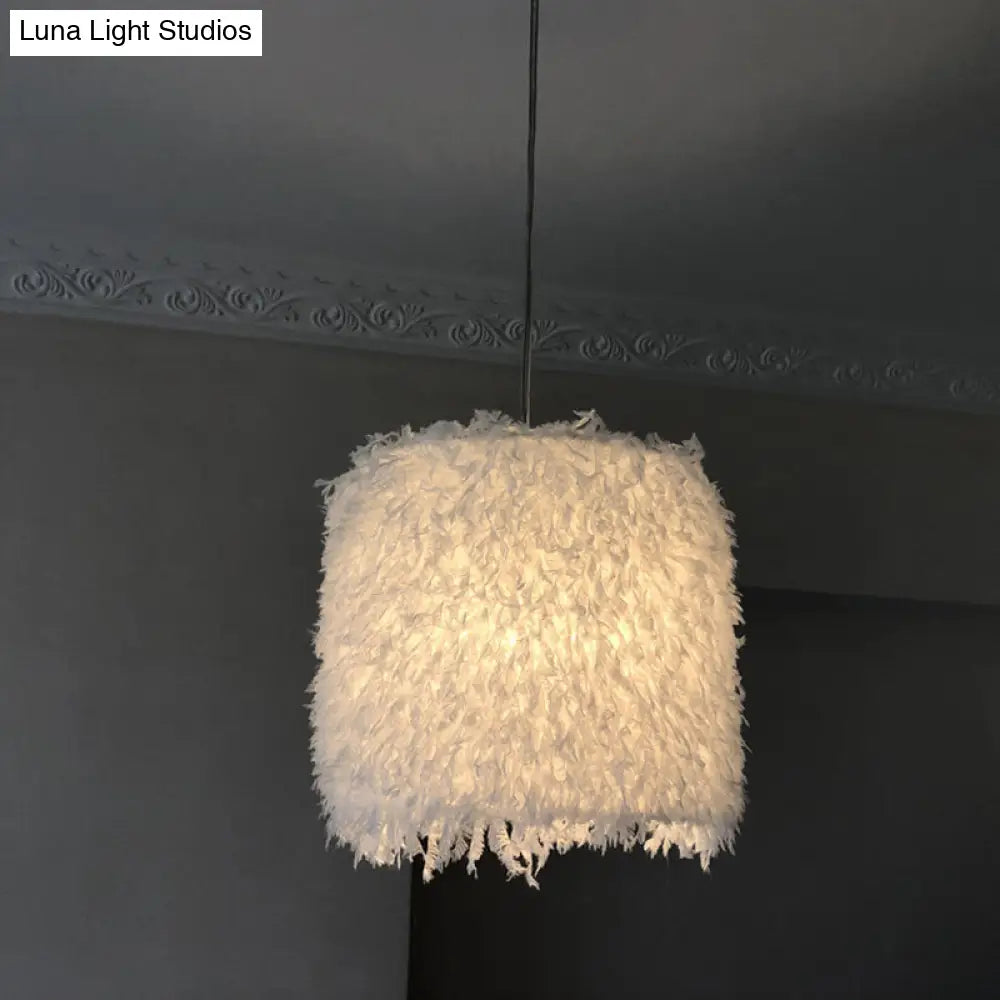 Pink & White Feather Pendant Lamp - Nordic Style