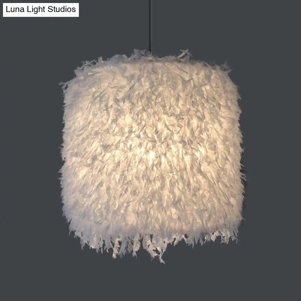 Pink & White Feather Pendant Lamp - Nordic Style