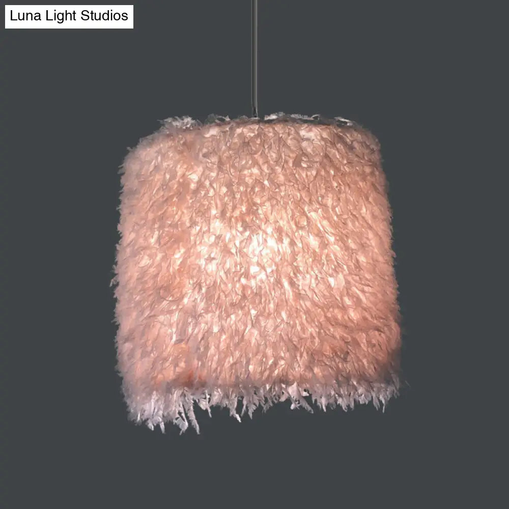 Pink & White Feather Pendant Lamp - Nordic Style