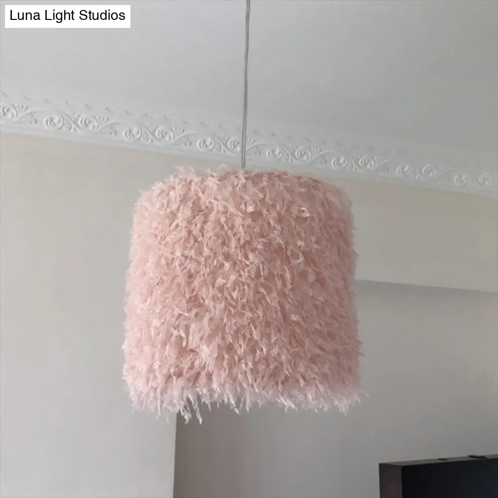 Pink & White Feather Pendant Lamp - Nordic Style