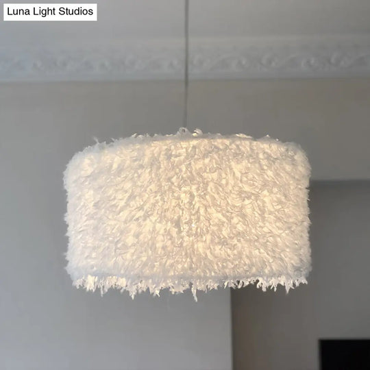 Pink & White Feather Pendant Lamp - Nordic Style