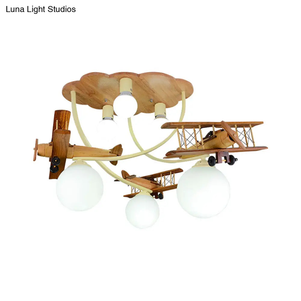 Nordic Plane Flush Mount Wooden Ceiling Light For Bedroom