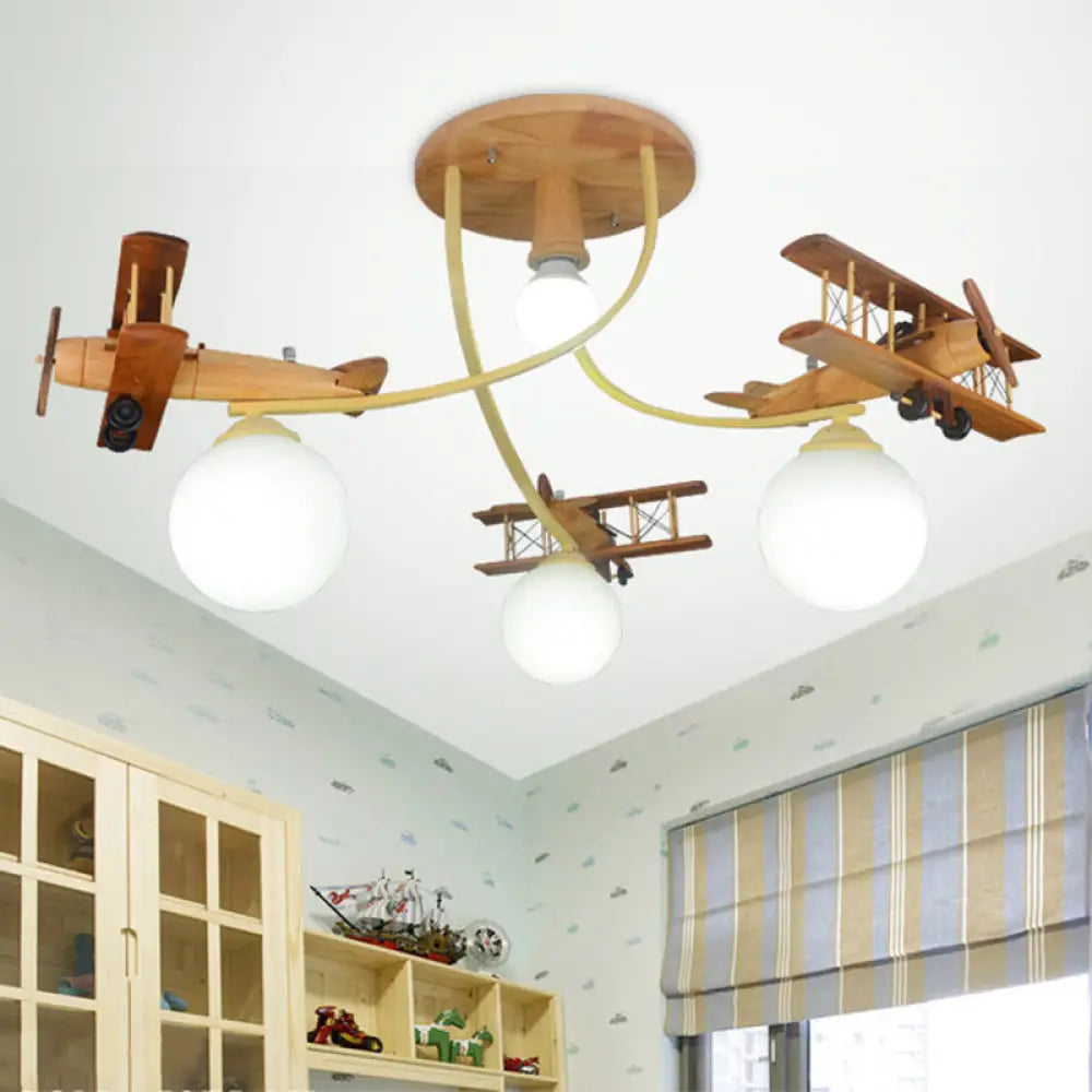 Nordic Plane Flush Mount Wooden Ceiling Light For Bedroom Wood / A