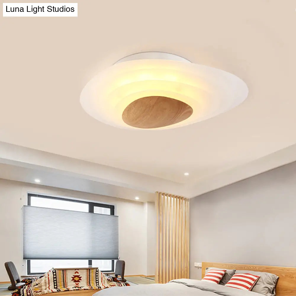 Nordic Planet Flush Mount Acrylic White Led Ceiling Fixture For Bedroom In Warm/White 18/23.5 Wide